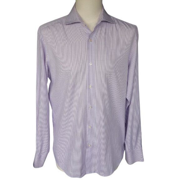 BOSS Hugo Boss SZ 16 Reg Men's Button Up Shirt Red & Blue Check Egyptian Cotton - Picture 2 of 11